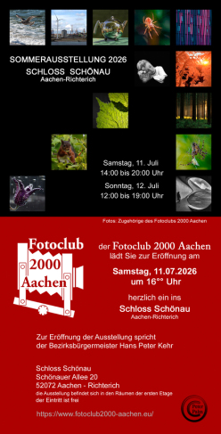 Einladung Sommerausstellung 2026 Fotoclub 2000 Aachen